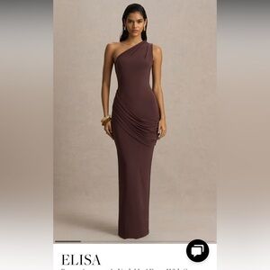 Club L London ELISA One-Shoulder Chocolate Dress